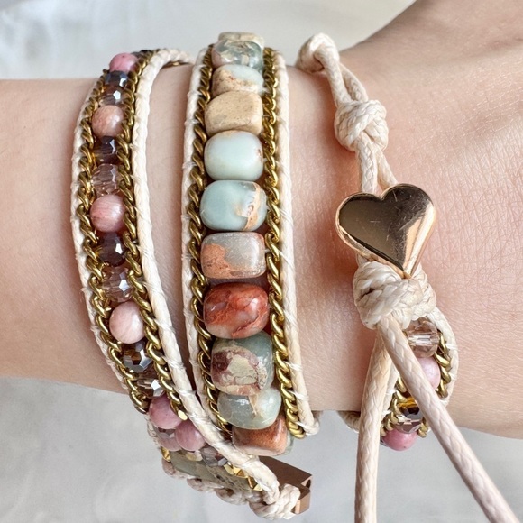 Accessories - Boho Chic Natural Stone Beaded Watch Band - Layer Wrap Bracelet Gemstones
